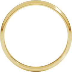 14K Yellow Gold 3 mm Lightweight Half Round Band Size 8