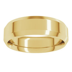 14K Yellow Gold 6 mm Beveled-Edge Comfort-Fit Flat Band Size 9