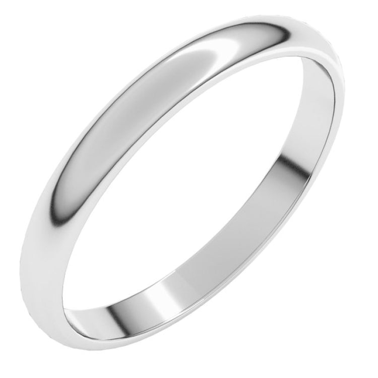 14K White Gold 2.5 mm Lightweight Half Round Band Size 6