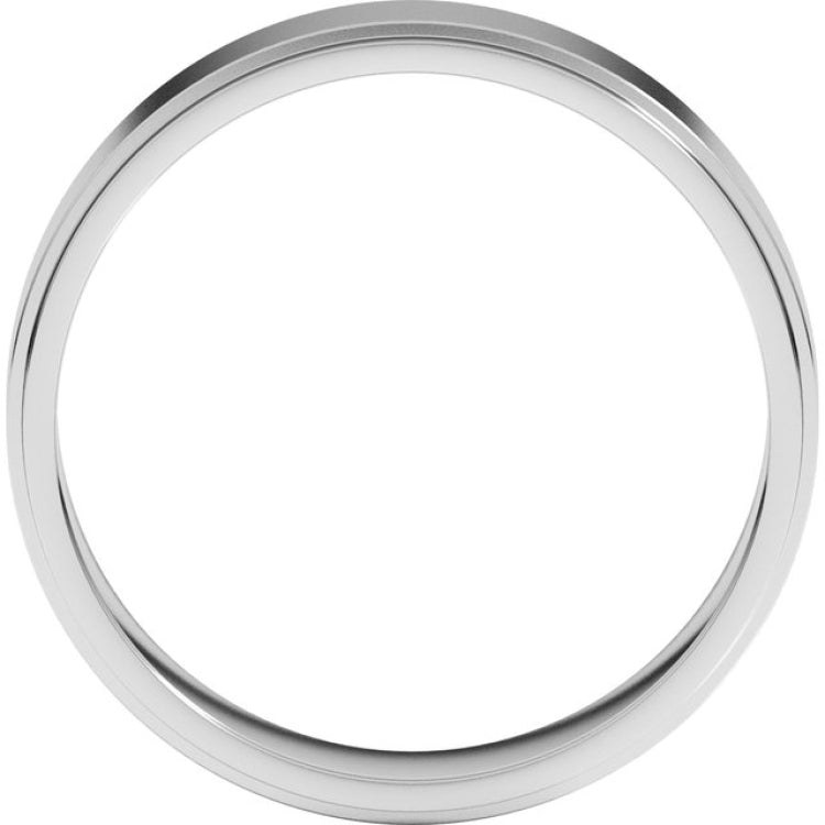 14K White Gold 5 mm Stepped-Edge Flat Band Size 8