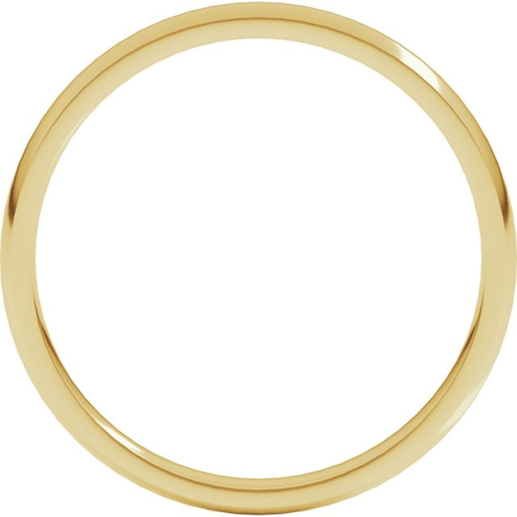 18K Yellow Gold 2 mm Lightweight Comfort-Fit Half Round Band Size 7.5