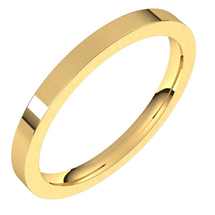 14K Yellow Gold 2 mm Comfort-Fit Flat Band Size 5