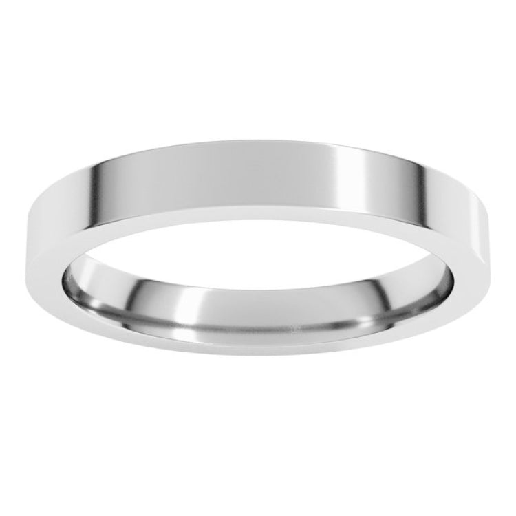 14K White Gold 3 mm Comfort-Fit Flat Band Size 7.5
