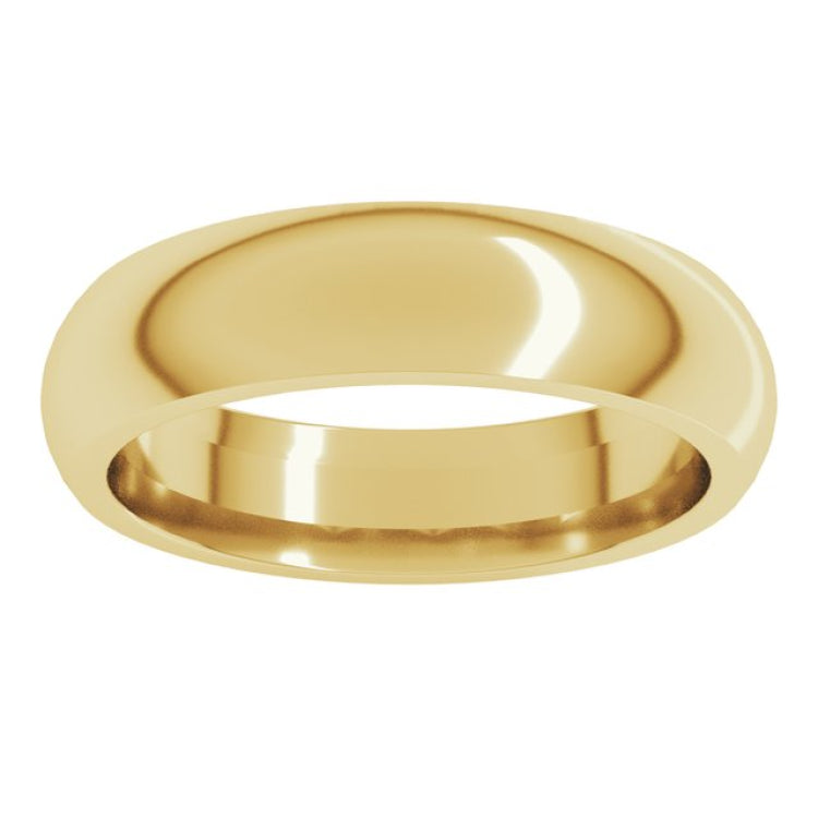 18K Yellow Gold 5 mm Comfort-Fit Half Round Band Size 10
