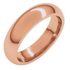 14K Rose Gold 5 mm Comfort-Fit Half Round Band Size 9.5