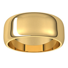 14K Yellow Gold 8 mm Half Round Band Size 7