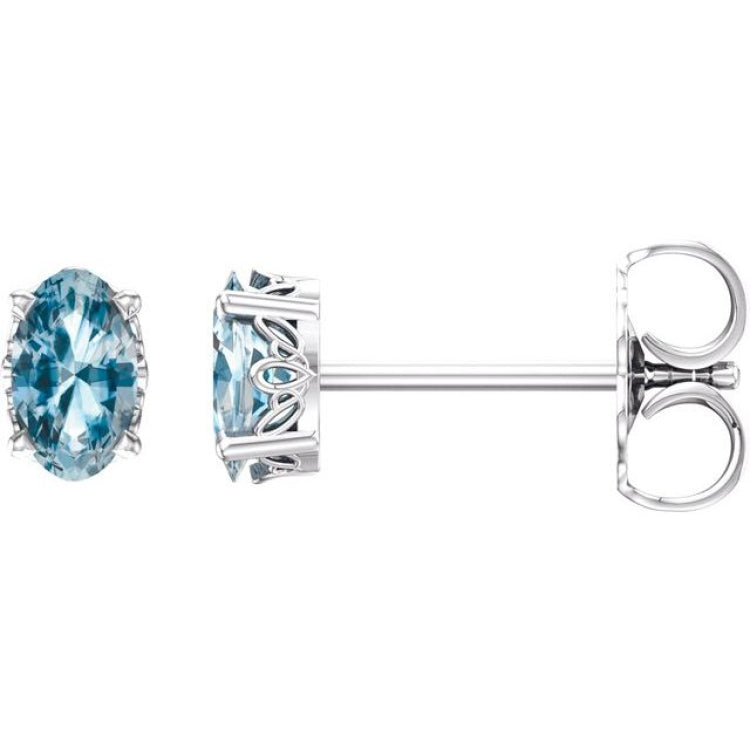 14K White Gold Natural Sky Blue Topaz Earrings