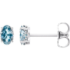 14K White Gold Natural Sky Blue Topaz Earrings