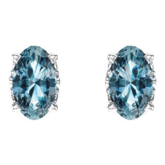 14K White Gold Natural Sky Blue Topaz Earrings