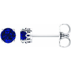 14K White Gold Lab-Grown Blue Sapphire Scroll Setting® Stud Earrings