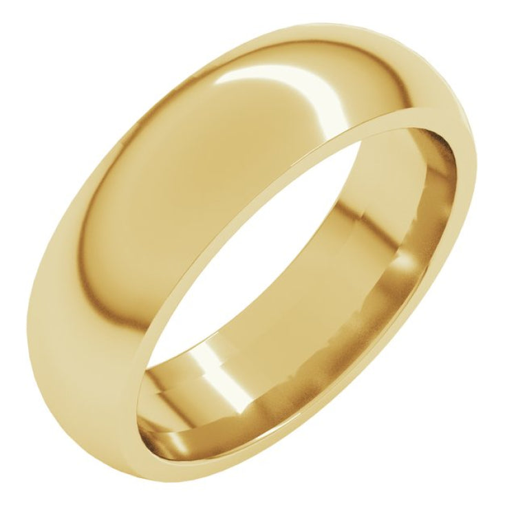 14K Yellow Gold 6 mm Comfort-Fit Half Round Band Size 8.5