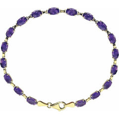 14K Yellow Gold Natural Amethyst 7 1/4" Bracelet