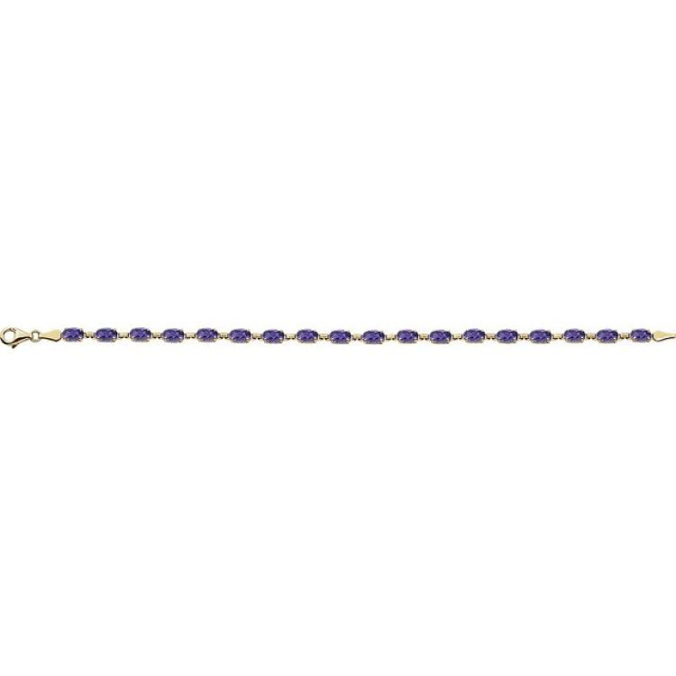 14K Yellow Gold Natural Amethyst 7 1/4" Bracelet