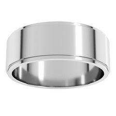 14K White Gold 7 mm Stepped-Edge Flat Band Size 8.5