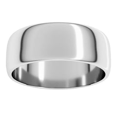 14K White Gold 7 mm Lightweight Half Round Band Size 9