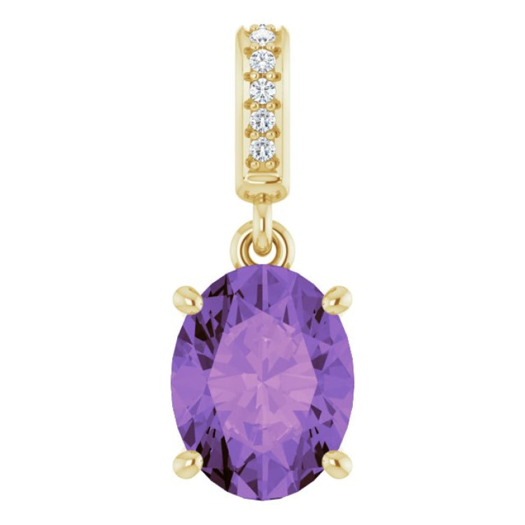 14K Yellow Gold Natural Amethyst & .03 CTW Natural Diamond Charm/Pendant