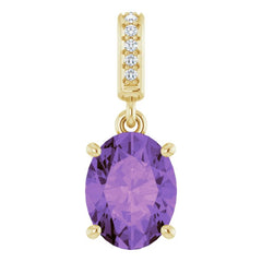 14K Yellow Gold Natural Amethyst & .03 CTW Natural Diamond Charm/Pendant