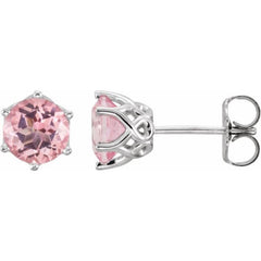 14K White Gold Natural Pink Morganite Earrings