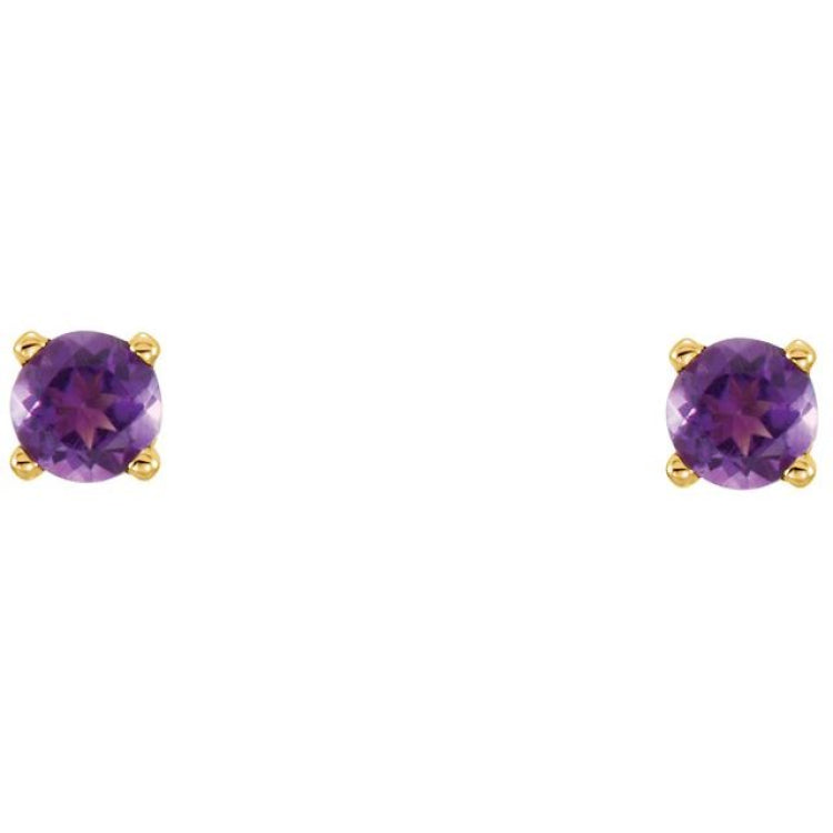 14K Yellow Gold Natural Amethyst Youth Earrings