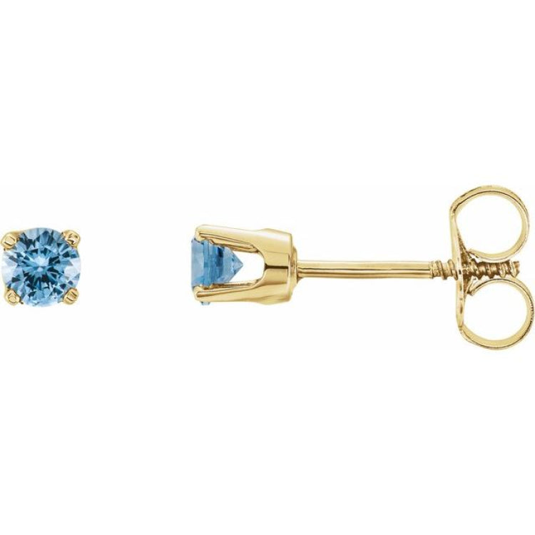 14K Yellow Gold Natural Aquamarine Youth Earrings