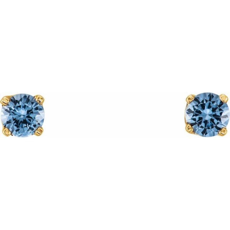 14K Yellow Gold Natural Aquamarine Youth Earrings