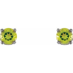 14K White Gold Natural Peridot Youth Earrings