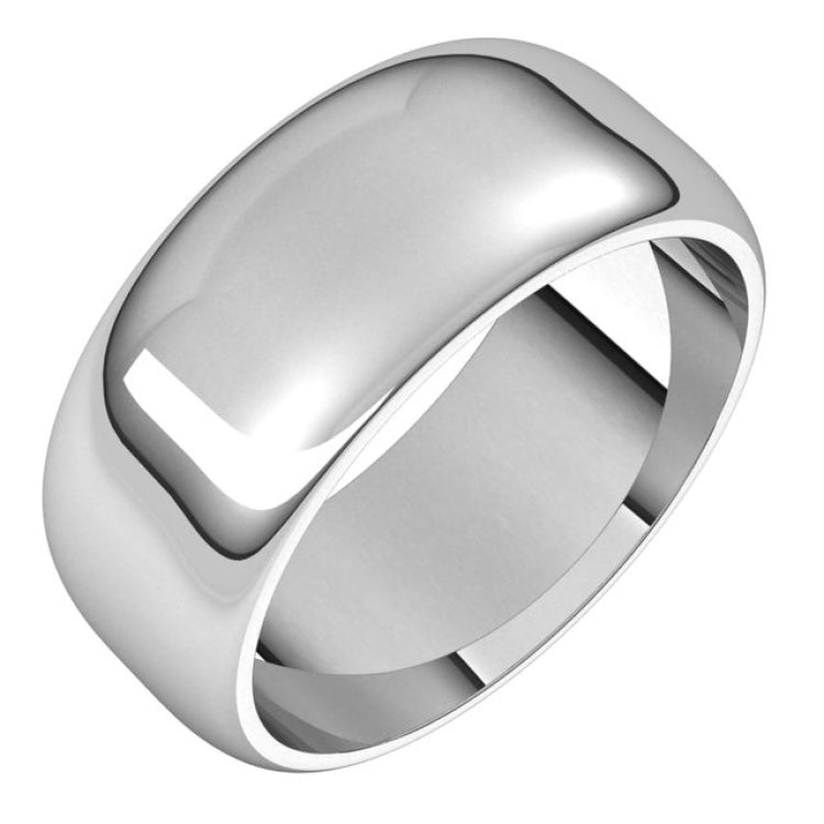14K White Gold 8 mm Half Round Band Size 9