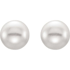 14K Yellow Gold 7-8 mm Cultured White Freshwater Button Pearl Earrings
