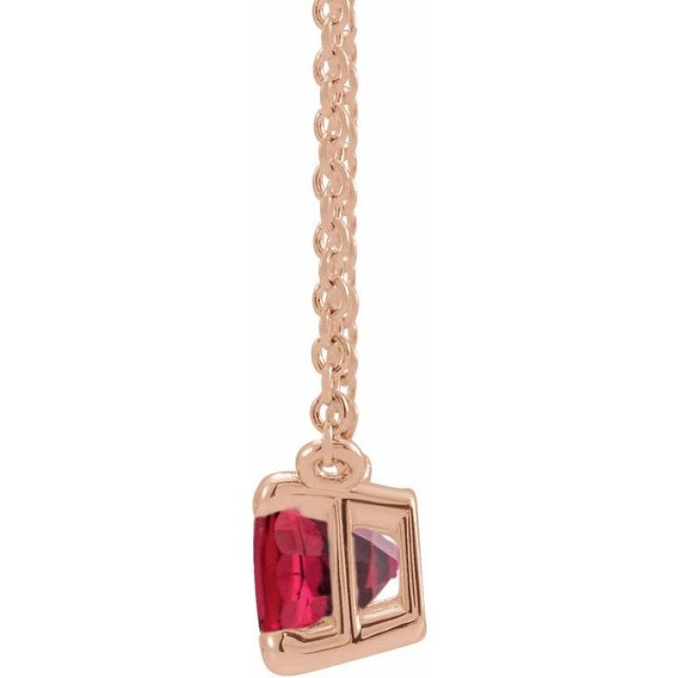 14K Rose Gold Lab-Grown Ruby 18" Necklace