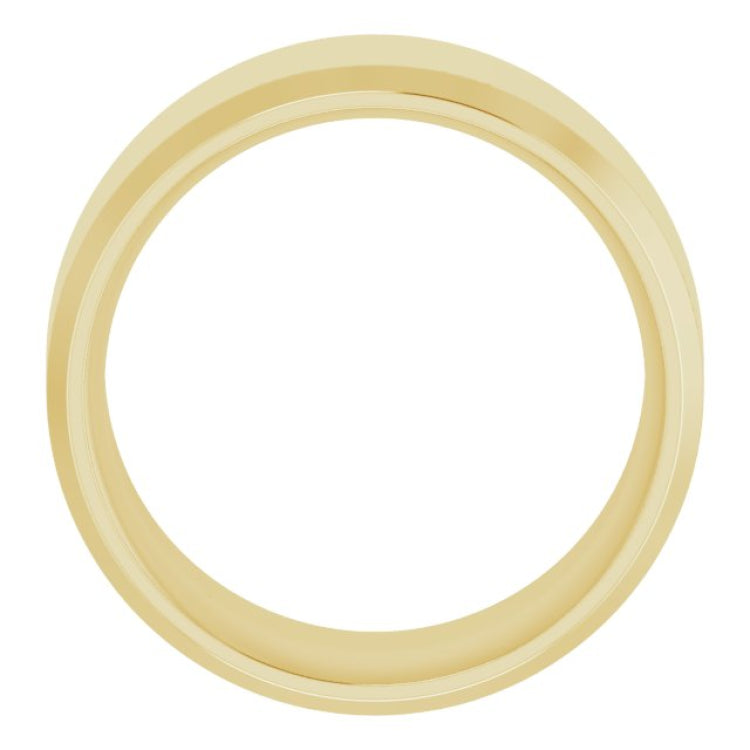 14K Yellow Gold 10 mm Beveled-Edge Comfort-Fit Flat Band Size 6