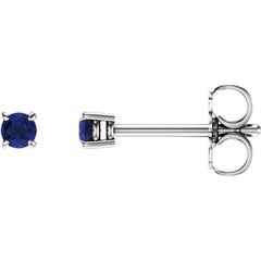 14K White Gold 2.5 mm Natural Blue Sapphire Earrings