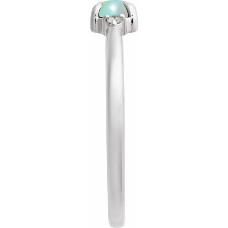 14K White Gold Natural Ethiopian Opal & .03 CTW Natural Diamond Ring