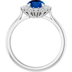 Sterling Silver Lab-Grown Blue Sapphire & 1/3 CTW Lab-Grown Diamond Ring
