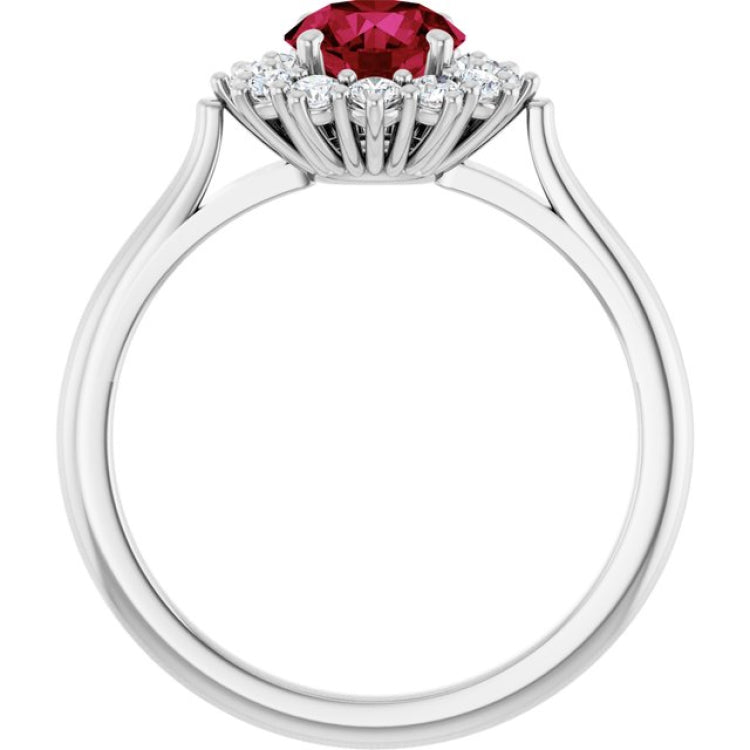14K White Gold Lab-Grown Ruby  & 1/3 CTW Lab-Grown Diamond Ring