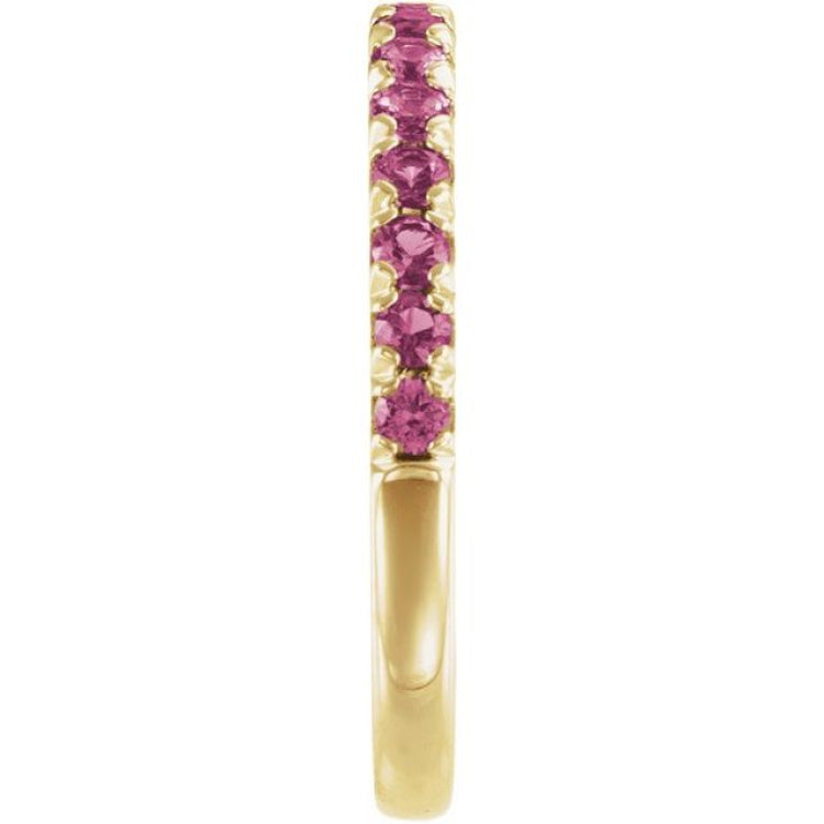 14K Yellow Gold Natural Pink Tourmaline Stackable Ring