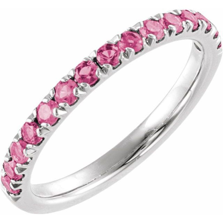 Sterling Silver Natural Pink Tourmaline Stackable Ring