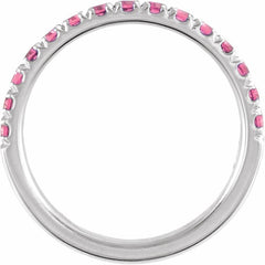 Sterling Silver Natural Pink Tourmaline Stackable Ring