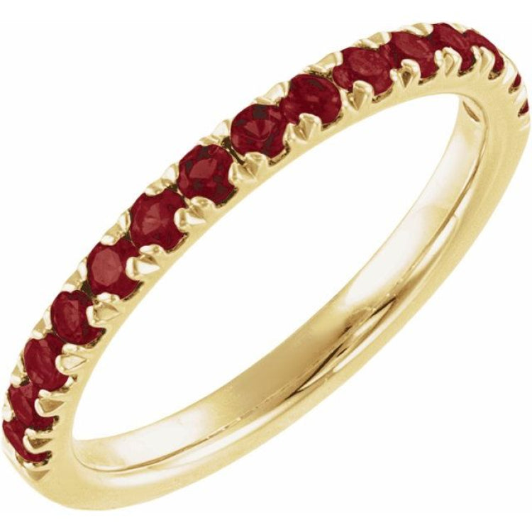 14K Yellow Gold Natural Mozambique Garnet Stackable Ring