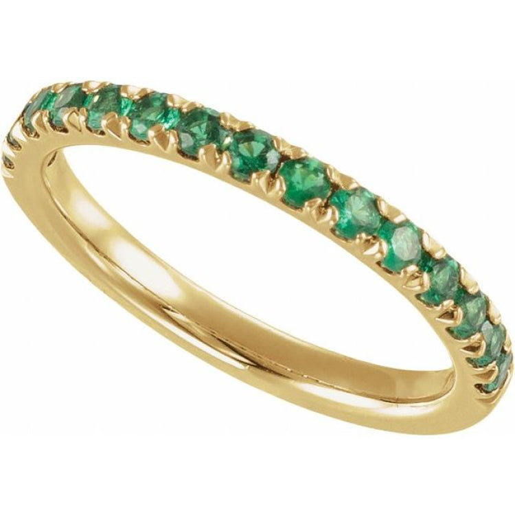 14K Yellow Gold Natural Emerald Stackable Ring