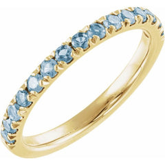 14K Yellow Gold Natural Aquamarine Stackable Ring