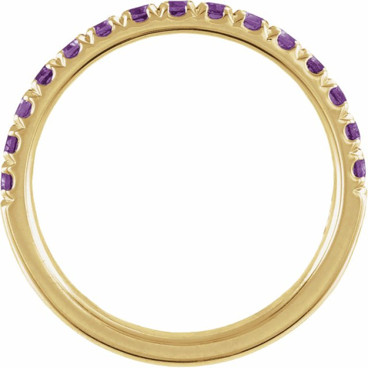 14K Yellow Gold Natural Amethyst Stackable Ring