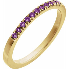 14K Yellow Gold Vermeil Natural Amethyst Stackable Ring