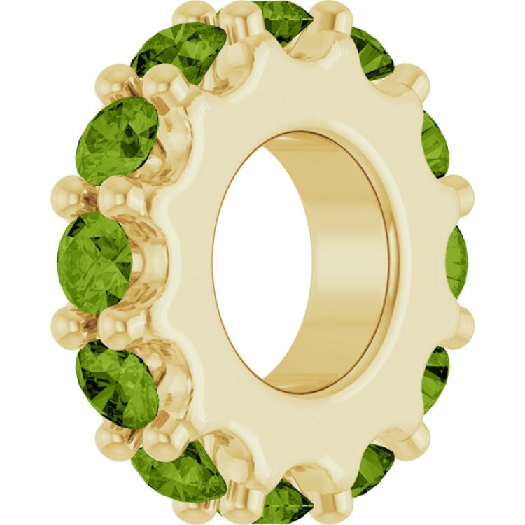 18K Yellow Gold-Plated Sterling Silver Natural Peridot Spacer Charm/Pendant