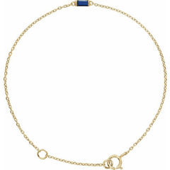 14K Yellow Gold Lab-Grown Blue Sapphire 6 1/2-7 1/2" Bracelet
