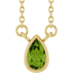14K Yellow Gold Natural Peridot 18" Necklace