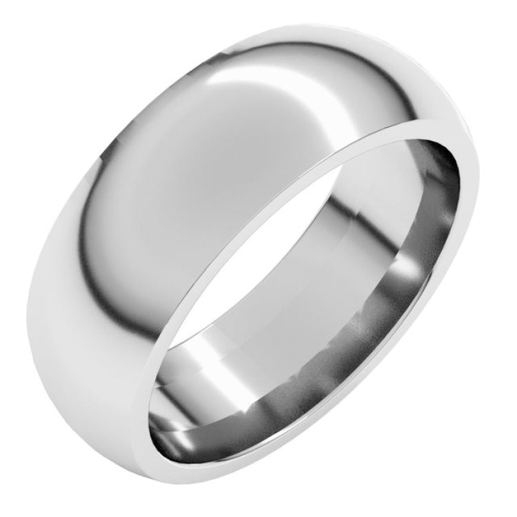 Sterling Silver 7 mm Comfort-Fit Half Round Band Size 13