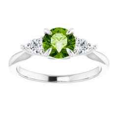 14K White Gold Natural Peridot & 1/4 CTW Natural Diamond Ring