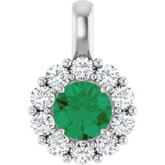 Sterling Silver Lab-Grown Emerald & 1/3 CTW Lab-Grown Diamond Pendant