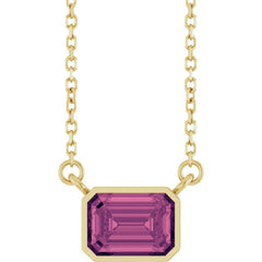 14K Yellow Gold Natural Pink Tourmaline 18" Necklace