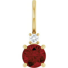 14K Yellow Gold Natural Mozambique Garnet & .03 CT Natural Diamond Charm/Pendant